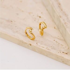 GOLD 14k Gold Plated Heart Hoop Earrings